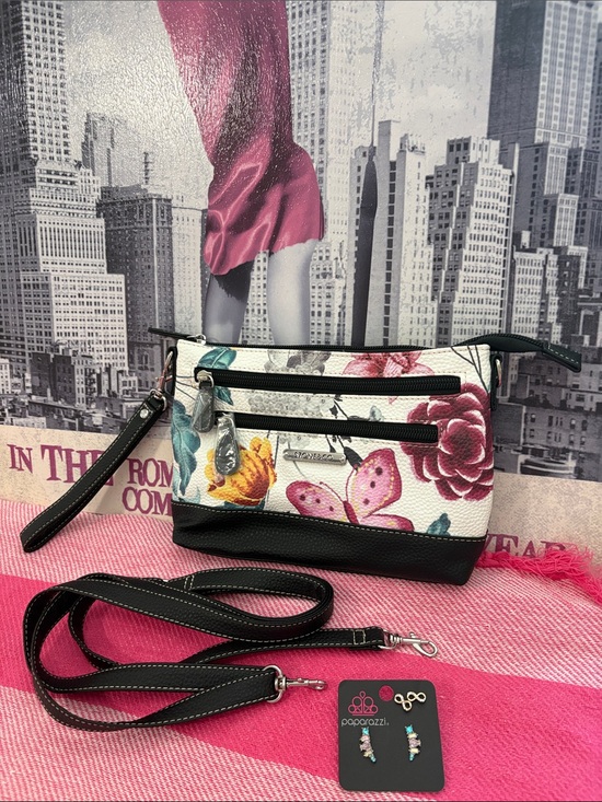 Stone & Co. Handbags - Stone & Co. NWOT Floral Butterfly Crossbody in White with Pink and Yellow